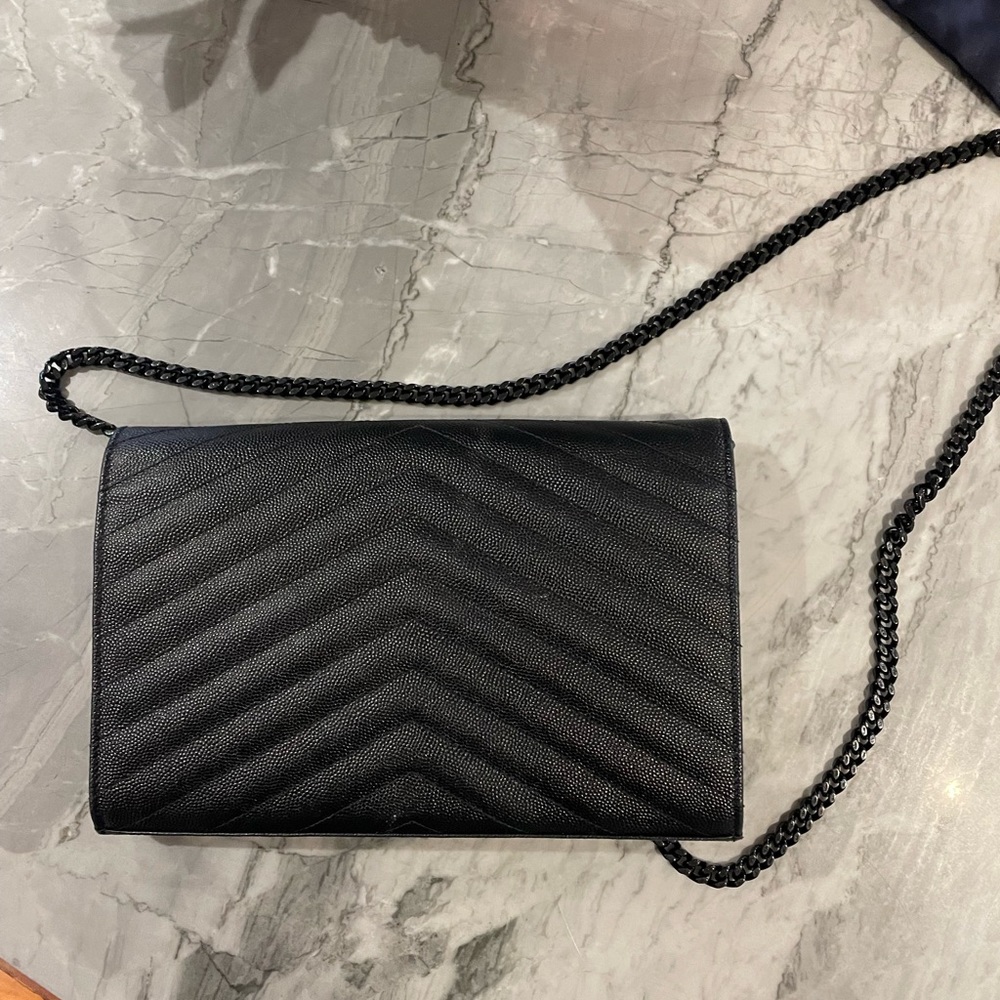 YSL black on black envelope handbag - Picture 8 of 13